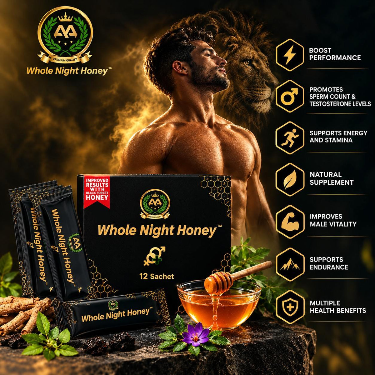 Whole Night Honey with Shilajit, Shatavari & Saffron